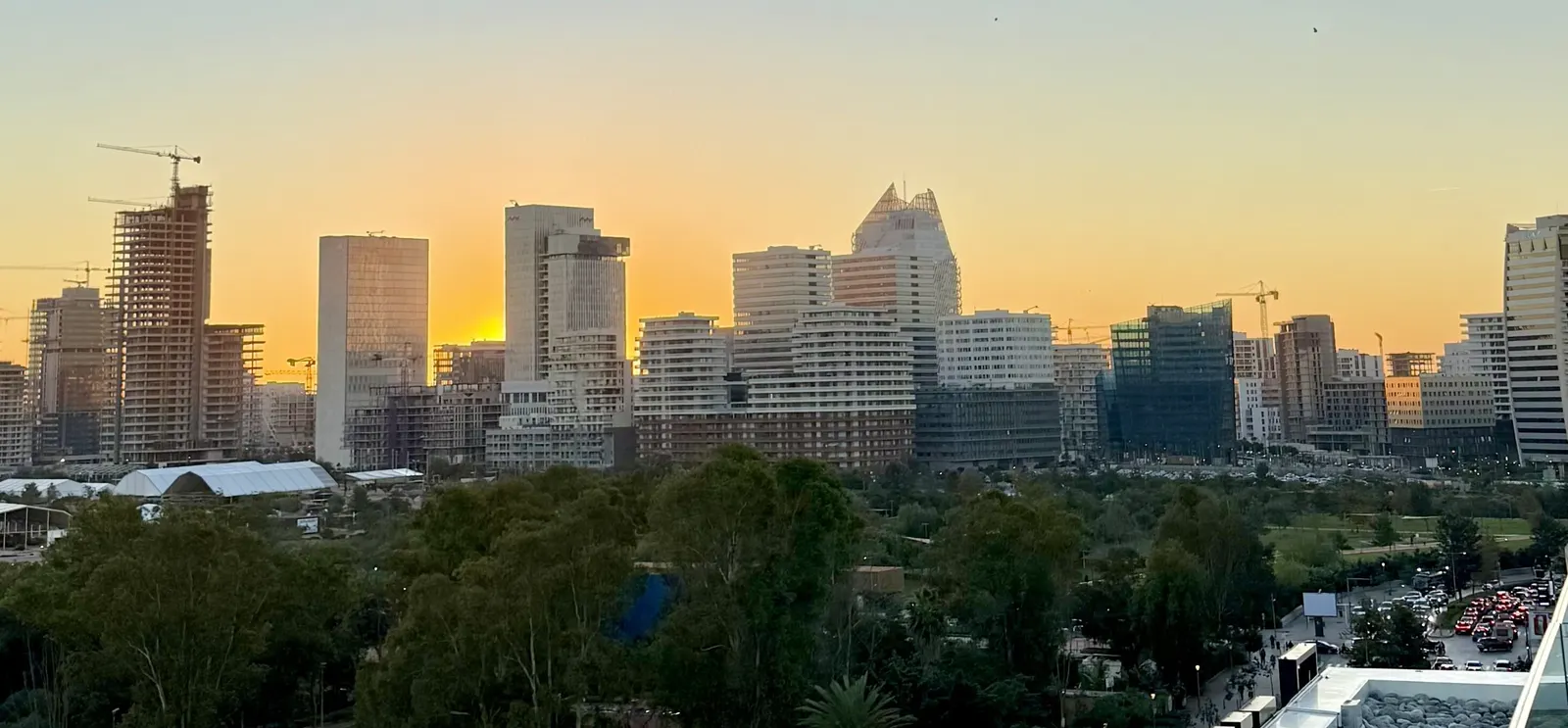 View of the Casablanca Finance City towers from the rooftop of Eurostars Casa Anfa