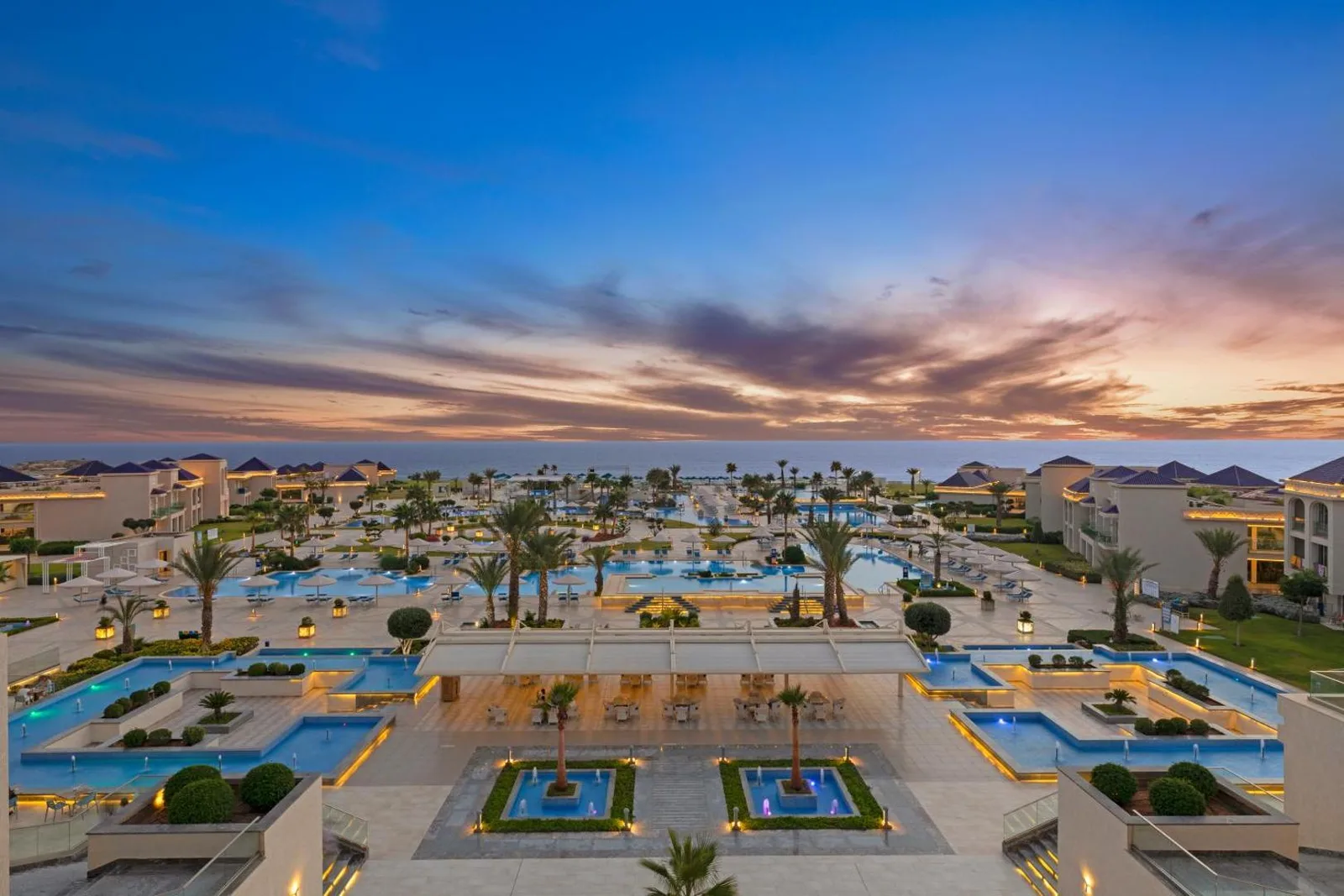 Pools at sunset — Pickalbatros White Beach Taghazout