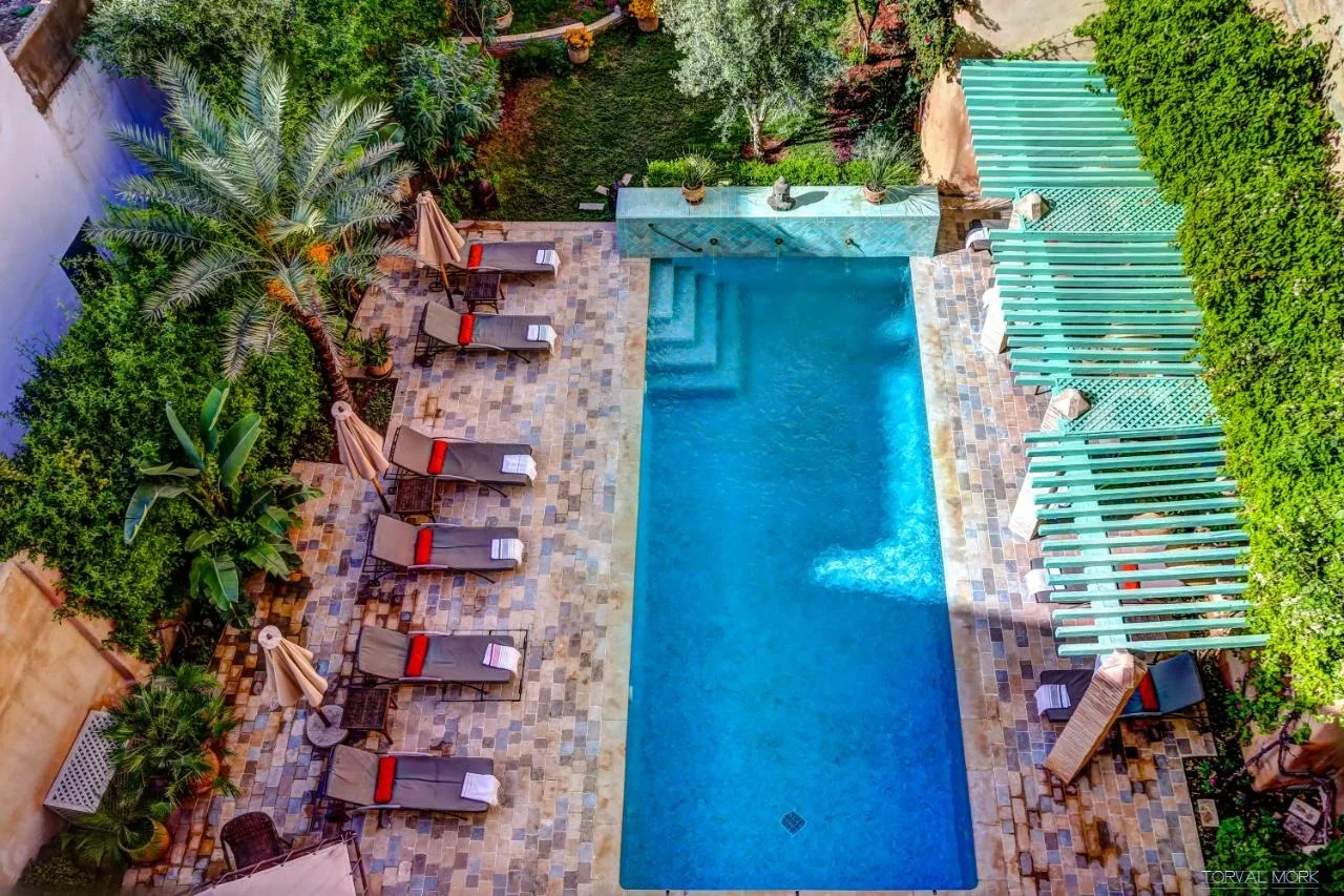 Pool seen from above — Riad Laaroussa