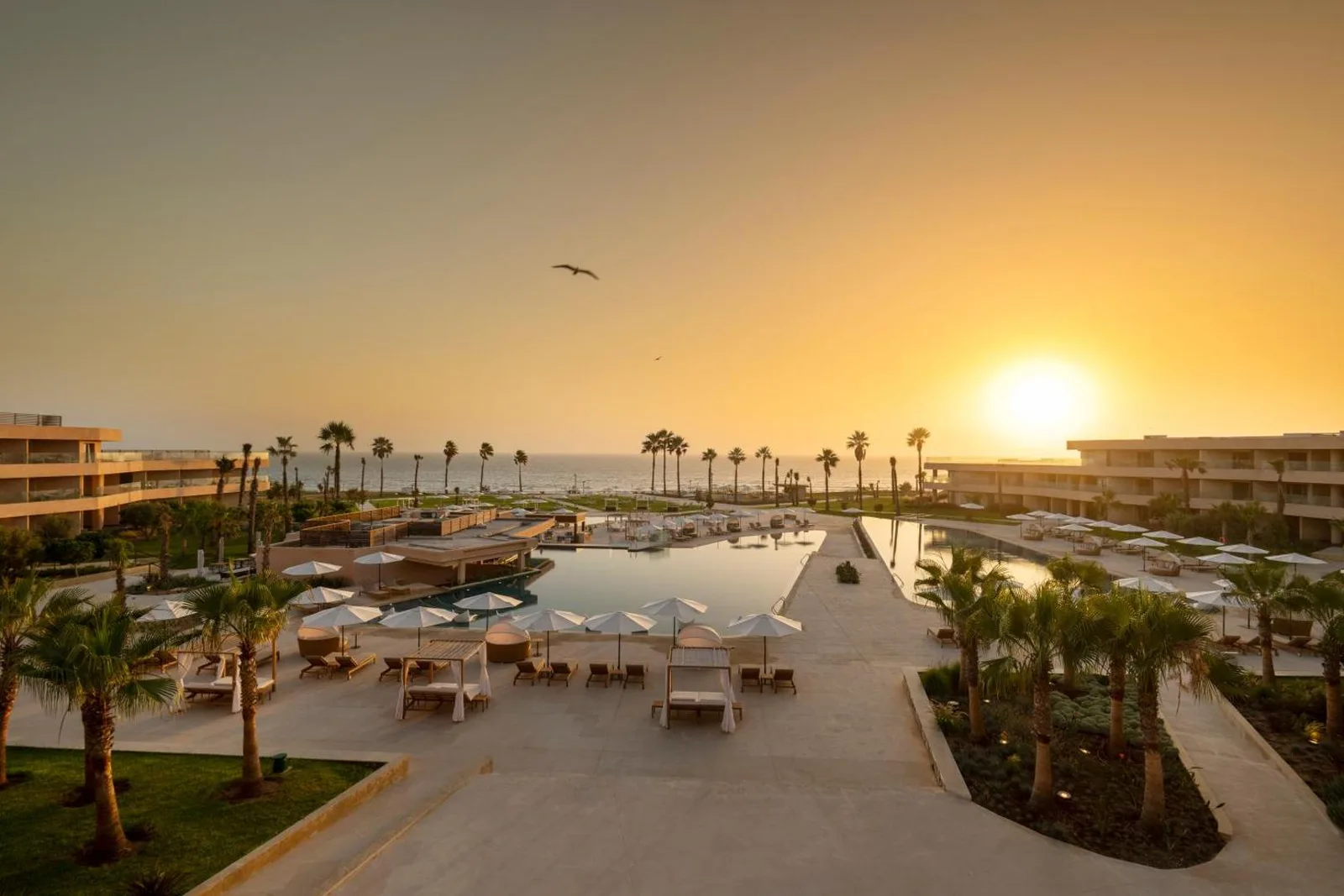 Pools at sunset — Taghazout Bay Marriott Resort